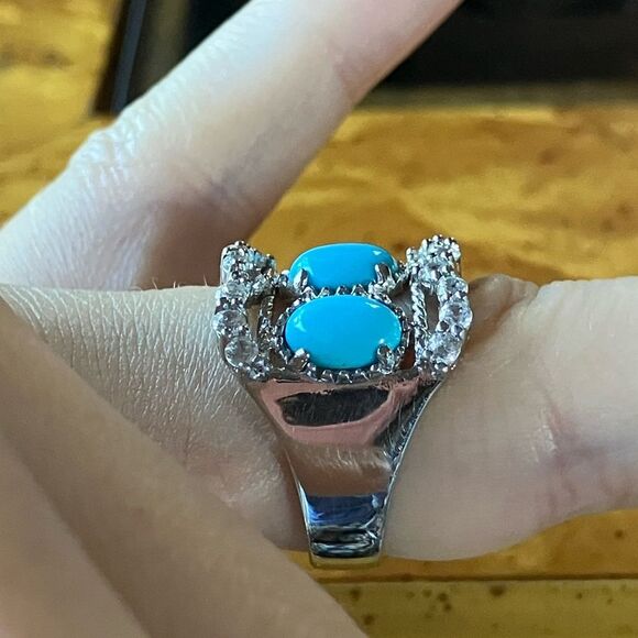 Sleeping Beauty Turquoise Sterling Silver Ring Size 6.75 - Picture 3 of 9